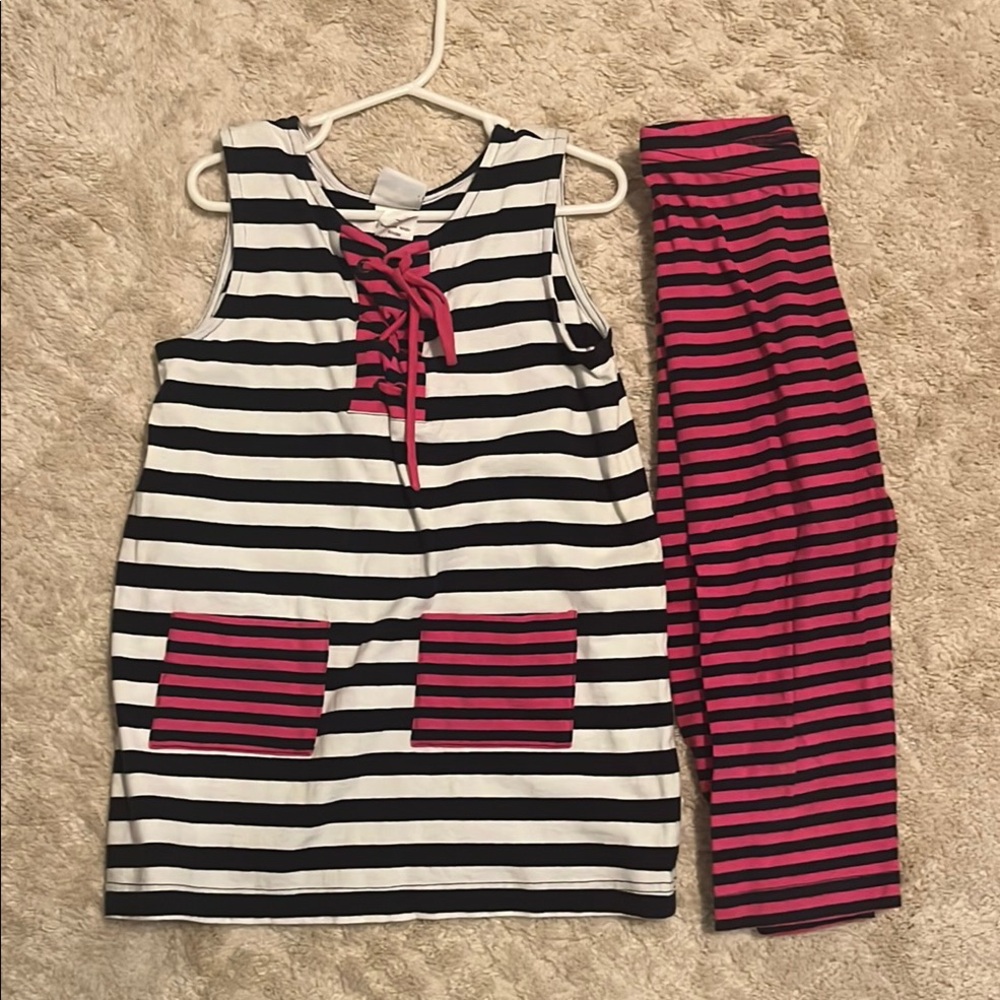 Striped Kids Set - navy and Pink